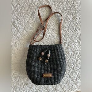 Black and Brown Woven Crossbody Bag